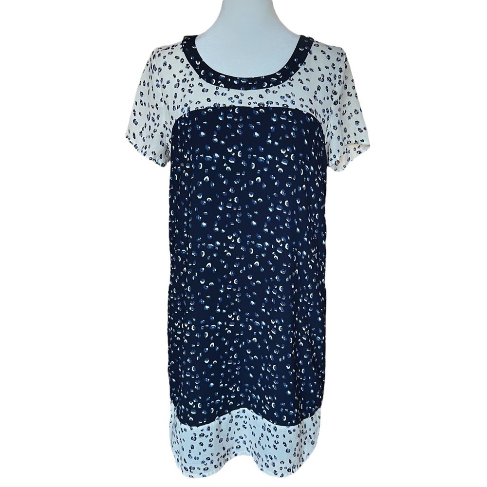 ANTHROPOLOGIE MAEVE Blue Leopard Printed Sheath Dress